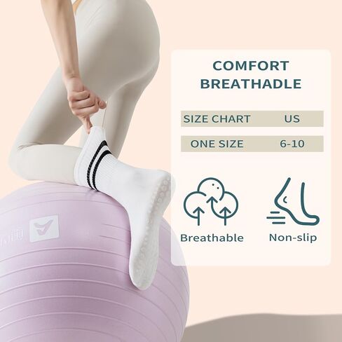 GUUNIEE Pilates & Yoga Socks for Women with Non-Slip Grip for Barre, Ballet,Hospital & Barefoot Workout 2/4 Pairs Breathable in Kuwait
