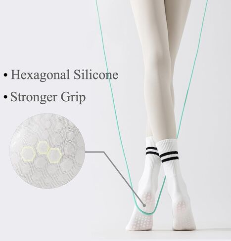 GUUNIEE Pilates & Yoga Socks for Women with Non-Slip Grip for Barre, Ballet,Hospital & Barefoot Workout 2/4 Pairs Breathable in Kuwait