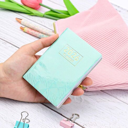 Mogoostry 2025 Pocket Planner Mini Weekly Planner 3 "× 4" Starlight Black Leather 2025 Pocket Notepad Daily Calendar Plannner in Kuwait