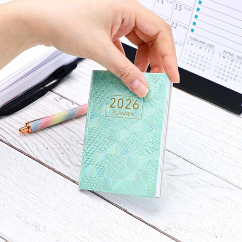Mogoostry 2025 Pocket Planner Mini Weekly Planner 3 "× 4" Starlight Black Leather 2025 Pocket Notepad Daily Calendar Plannner in Kuwait