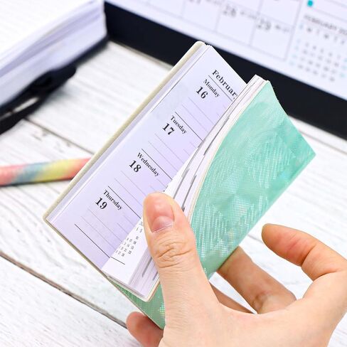 Mogoostry 2025 Pocket Planner Mini Weekly Planner 3 "× 4" Starlight Black Leather 2025 Pocket Notepad Daily Calendar Plannner in Kuwait