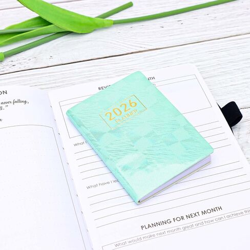Mogoostry 2025 Pocket Planner Mini Weekly Planner 3 "× 4" Starlight Black Leather 2025 Pocket Notepad Daily Calendar Plannner in Kuwait