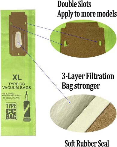 10 حزم من النوع CC أكياس استبدال مكنسة كهربائية مستقيمة متوافقة مع Oreck XL XL2 XL7 XL21 ، Elevate ، XL Commercial ، XL2100RHS ، U2000R1 ، U2000RB1 ، XL Classic ، XL Silver ، XL GOLD وما إلى ذلك. in Kuwait