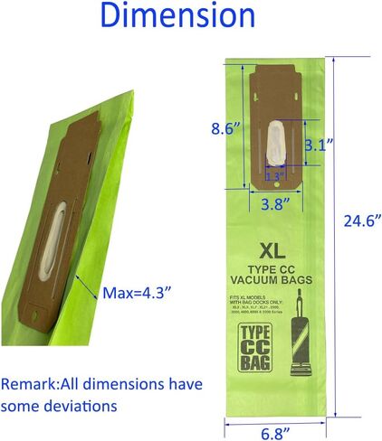 10 حزم من النوع CC أكياس استبدال مكنسة كهربائية مستقيمة متوافقة مع Oreck XL XL2 XL7 XL21 ، Elevate ، XL Commercial ، XL2100RHS ، U2000R1 ، U2000RB1 ، XL Classic ، XL Silver ، XL GOLD وما إلى ذلك. in Kuwait