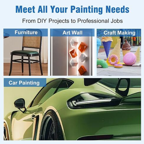HVLP Spray Gun with 10x 600ML Disposable Paint Cups, 4 Nozzles,1.4/1.7/2.0/2.5mm, Automotive Paint Guns Gravity Feed Air Spray Gun Kit with Air Compressor for Cars, Furniture, Fence, DIY in Saudi Arabia