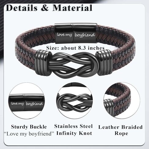 سوار اللانهاية عقدة سوار من الجلد المحفوظ هدايا لابن ابن أخ أخي أبي ، تخرج عيد الفصح عيد ميلاد عيد ميلاد هدايا عيد ميلاد للأولاد المراهقين له in Kuwait