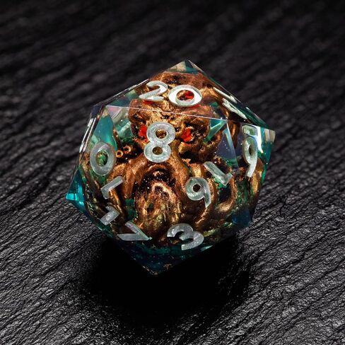Dice Set and Dice Box– Dark Necromancer Polyhedral Dice with 3D Miniatures Inside. Sharp Edge Resin DND Dice Set with Undead Army. in Kuwait