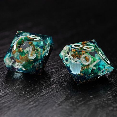 Dice Set and Dice Box– Dark Necromancer Polyhedral Dice with 3D Miniatures Inside. Sharp Edge Resin DND Dice Set with Undead Army. in Kuwait