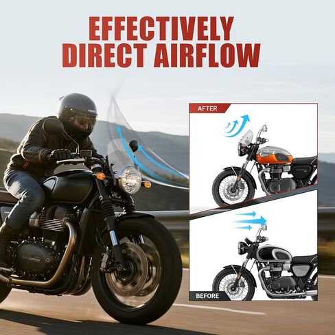 Motorcycle Windshield Deflector with Bracket Double Bubble Windscreen Fit for Triumph Bonneville T100 T120 2016-2024 Wind Shield Screen Visor Flyscreen, Black in Kuwait