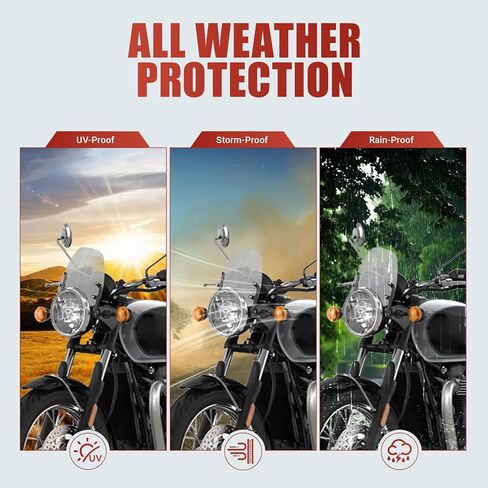 Motorcycle Windshield Deflector with Bracket Double Bubble Windscreen Fit for Triumph Bonneville T100 T120 2016-2024 Wind Shield Screen Visor Flyscreen, Black in Kuwait