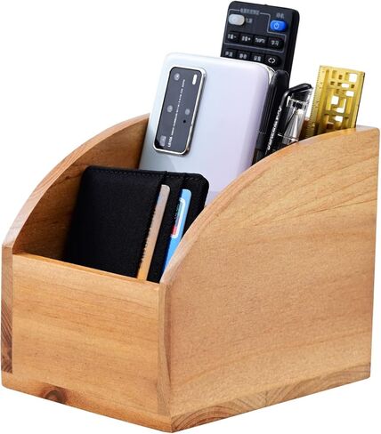 Bonny DoDo Remote Control Holders Box for Table Small Wooden Desk Farmhouse Home Decord Caddy Store Store جهاز تلفزيون عن بُعد لمشغل الوسائط والقلم الرصاص واللوازم المكتبية (براون ، S) in Kuwait
