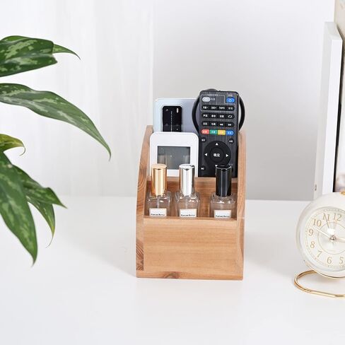 Bonny DoDo Remote Control Holders Box for Table Small Wooden Desk Farmhouse Home Decord Caddy Store Store جهاز تلفزيون عن بُعد لمشغل الوسائط والقلم الرصاص واللوازم المكتبية (براون ، S) in Kuwait