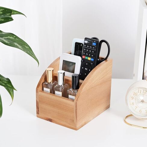 Bonny DoDo Remote Control Holders Box for Table Small Wooden Desk Farmhouse Home Decord Caddy Store Store جهاز تلفزيون عن بُعد لمشغل الوسائط والقلم الرصاص واللوازم المكتبية (براون ، S) in Kuwait