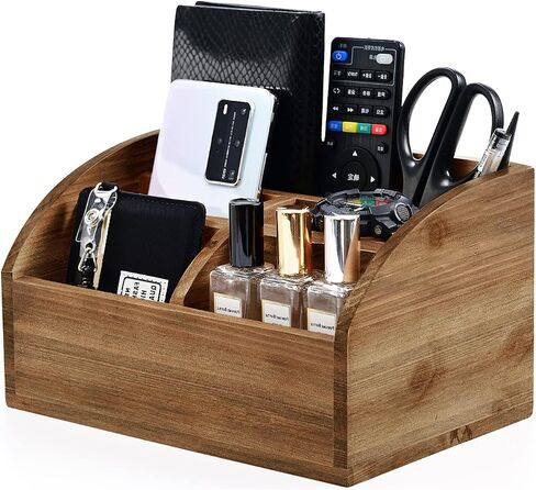 Bonny DoDo Remote Control Holders Box for Table Small Wooden Desk Farmhouse Home Decord Caddy Store Store جهاز تلفزيون عن بُعد لمشغل الوسائط والقلم الرصاص واللوازم المكتبية (براون ، S) in Kuwait
