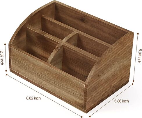 Bonny DoDo Remote Control Holders Box for Table Small Wooden Desk Farmhouse Home Decord Caddy Store Store جهاز تلفزيون عن بُعد لمشغل الوسائط والقلم الرصاص واللوازم المكتبية (براون ، S) in Kuwait