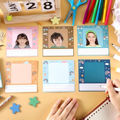 48pcs أطفال أسماء صور للمكتب للأطفال الخضراء اسم الملصقات الملصقات مع الصور الفوتوغرافية ذات النشرة ذاتية اللوحة للعودة إلى مستلزمات الطالب المدرسية زخرفة الفصول الدراسية in Kuwait