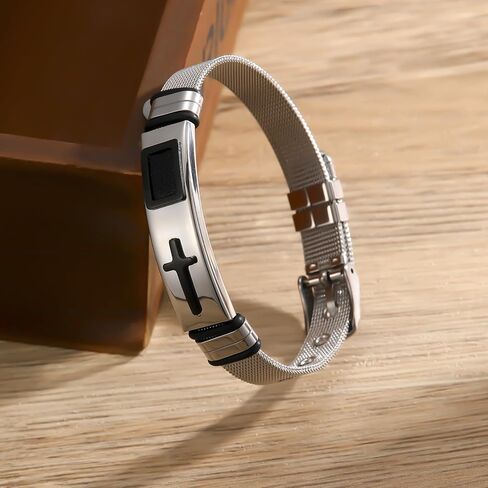 2025 سوار رجالي نهائي ، أساور أسود للرجال ، أنيقة شبكية شبكية شبكية من الفولاذ المقاوم للصدأ الأنيق in Kuwait