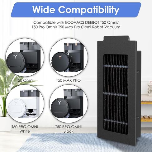 (4 Pack) T50 Pro Pro البديل مرشحات HEPA متوافقة مع ECOVACS DEEBOT T50 MAX PRO OMNI/ T50 PRO/ T50 OMNI/ T50 PRO OMNI/ T30C omni Robot فراغ ، مجموعة الملحقات ، مرشح مستقيم ، مرشح الفراغ in Kuwait
