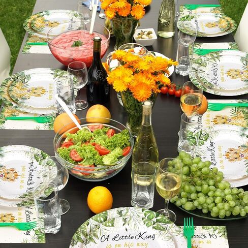 Sunnyray 96 Pieces Surfboard Baby Shower Plates and Napkins Baby on Board Shower Party Supplies Dessert Plates Napkins Forks for 24 Guests in Saudi Arabia