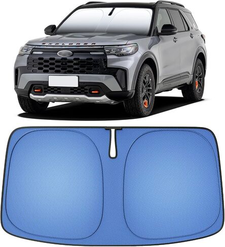 Ice Crystal Blue Car Sunshade for Windshield - UPF50+ Reflective Heat Shield with Cooling Technology, 3-Second Install Foldable 240T Material Sun Shade Visor Medium (55.9" L x 29.5" W) in Saudi Arabia