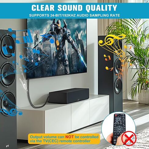 192 كيلو هرتز HDMI ARC إلى محول الصوت البصري للتلفزيون إلى شريط الصوت ، قوس التوصيل والتشغيل 3.7 قدم/1.15M إلى محول مستخرج الصوت الكابل الضوئي لدعم مسرح SOUND SPEAN SPEAND DOLBY/DTS 5.1 in Kuwait