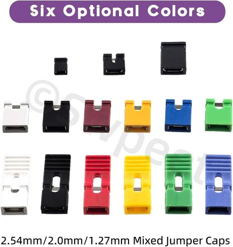 Swpeet 300Pcs 2.54mm/2.0mm/1.27mm Mixed Jumper Caps Kit, Open/Closed/Long-Handle Top Jumpers Caps, Standard Circuit Board Shunts Short Circuit Connection Pin Blocks, Motherboard Jumper for PCB PC DVD in Saudi Arabia