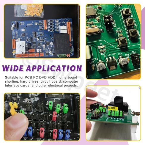Swpeet 300Pcs 2.54mm/2.0mm/1.27mm Mixed Jumper Caps Kit, Open/Closed/Long-Handle Top Jumpers Caps, Standard Circuit Board Shunts Short Circuit Connection Pin Blocks, Motherboard Jumper for PCB PC DVD in Saudi Arabia