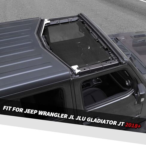 Jimen Roof Sun Shade for JL JT, Front Bikini top Mesh Sunshade Fit for Jeep Wrangler JL JLU Gladiator JT 2 Door & 4 Door 2018-2025 (Gray) in Kuwait