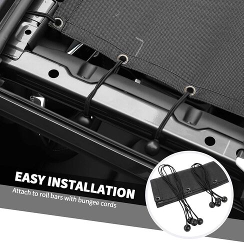 Jimen Roof Sun Shade for JL JT, Front Bikini top Mesh Sunshade Fit for Jeep Wrangler JL JLU Gladiator JT 2 Door & 4 Door 2018-2025 (Gray) in Kuwait