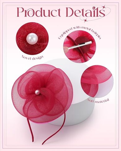Zeyune Fascinators Hats for Women Tea Party Elegant Headband Derby Hats with Hair Clip for Wedding Bride Party in Kuwait