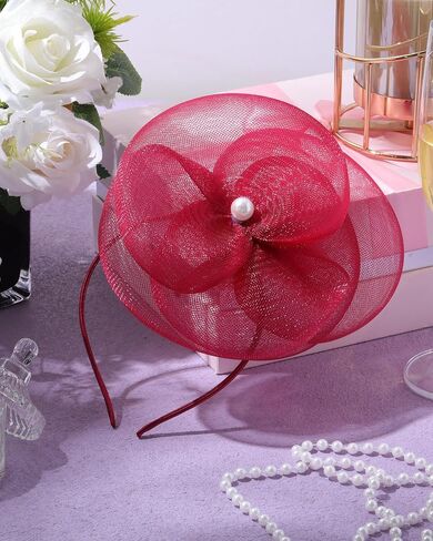 Zeyune Fascinators Hats for Women Tea Party Elegant Headband Derby Hats with Hair Clip for Wedding Bride Party in Kuwait
