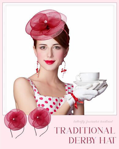 Zeyune Fascinators Hats for Women Tea Party Elegant Headband Derby Hats with Hair Clip for Wedding Bride Party in Kuwait