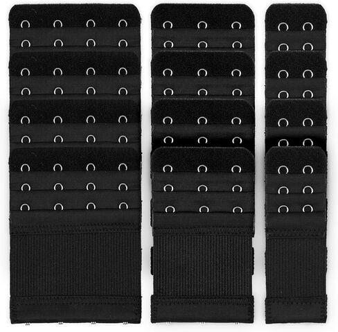 12 PCS Bra Extenders 2 Hook / 3 Hook / 4 Hook, Bra Strap Extender, Bra Extension Strap for Women Plus Size Soft and Comfortable (Black, White, Nude, Beige) in Kuwait