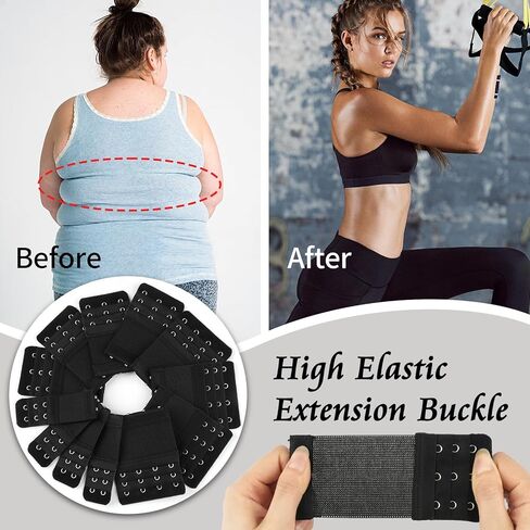 12 PCS Bra Extenders 2 Hook / 3 Hook / 4 Hook, Bra Strap Extender, Bra Extension Strap for Women Plus Size Soft and Comfortable (Black, White, Nude, Beige) in Kuwait