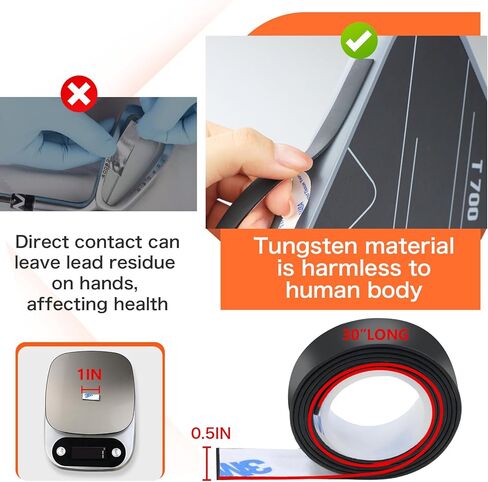 Bickleball مرجحة Tungsten Tape-Usering لتعزيز أداء Pickleball Paddles ، حزام التنغستن غير التخصص غير السامة ، مناسب للعديد من أنواع المضربات | 0.5 "× 60" | 1 غرام/بوصة in Kuwait