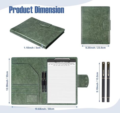 PU Leather Padfolio Clipboard,DIN A5 Document Organizer Folio Clip Board,Magnetic Closure Business Portfoli with Cover Professional with 2 Pen,A5 Paper for School Office Men Women,Black in Saudi Arabia