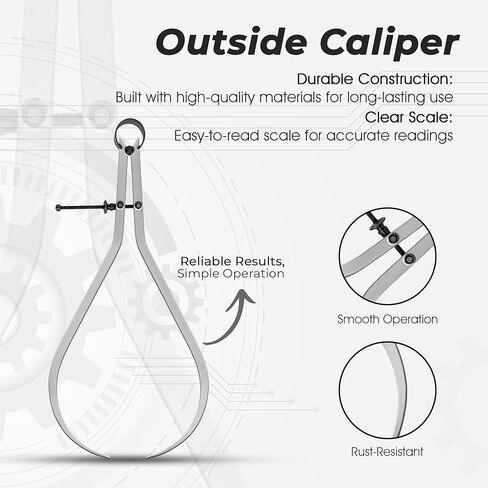 12-1/4" Outside Caliper (452-12) – Precision Measuring Tool for Lathe Work, Metal Fabrication, Wood Turning, and Automotive Use – Replaces General Tools in Kuwait
