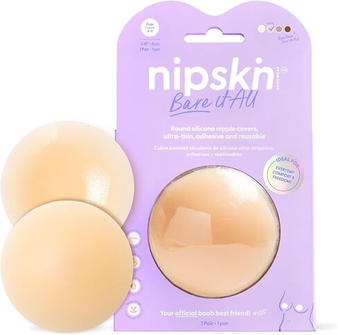 Bare It All Ultra-thin, Adhesive, And Reusable Round Silicone Nipple Covers for Women - Medium Chantilly in Saudi Arabia
