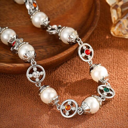 Luxury Pearl Necklace for Women Dainty White Pearl Choker Necklaces Crystal-Encrusted Palace Style Allergy Free Wedding Party Jewelry for Bridal Bridesmaid(N3-2) in Saudi Arabia