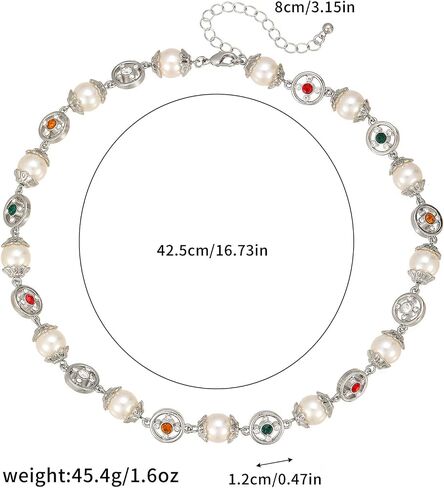 Luxury Pearl Necklace for Women Dainty White Pearl Choker Necklaces Crystal-Encrusted Palace Style Allergy Free Wedding Party Jewelry for Bridal Bridesmaid(N3-2) in Saudi Arabia