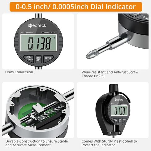 Neoteck Bore Gauge Set Digital Indicator Dial Bore Gauge (2-6"/0.0005") with Self-Centering Dial,Carbide Anvils, Insulated Grips for Deep Engine Cylinder Measurement-Black in Saudi Arabia