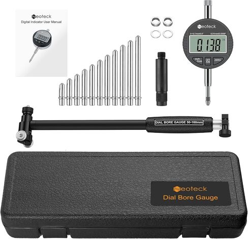 Neoteck Bore Gauge Set Digital Indicator Dial Bore Gauge (2-6"/0.0005") with Self-Centering Dial,Carbide Anvils, Insulated Grips for Deep Engine Cylinder Measurement-Black in Saudi Arabia