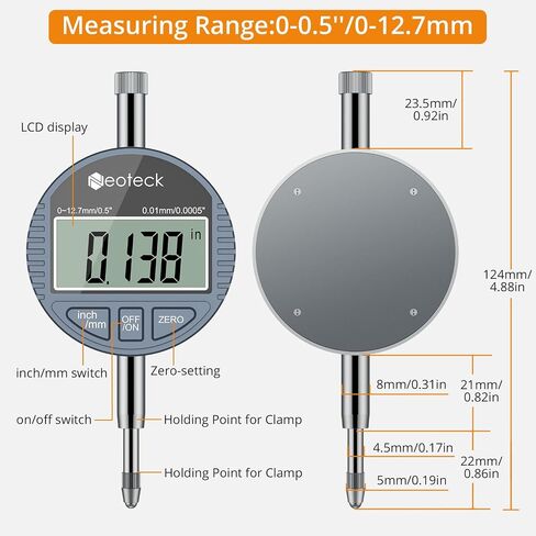 Neoteck Bore Gauge Set Digital Cordator Dial Gauge (2-6 "/0.0005") مع قرص الاتصال الذاتي ، وسندان الكربيد ، والسيدات المعزولة لقياس أسطوانة المحرك العميق الأسطوانة in Saudi Arabia