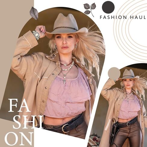 Inbagi 3 Pcs Boho Western Jewelry for Women Layered Necklace Cowboy Cowgirls Western Women's Necklace Silver Bracelet and Dangle Earrings in Kuwait