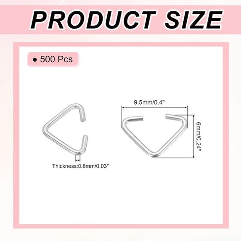 PATIKIL Triangle Open Jump Rings, 500 Pcs Open Jump Rings Bulk Triangle Open Rings Pinch for Jewelry Making Supplies DIY Craft Keychains Necklaces Earrings,Light Gold, 9.5x6mm in Saudi Arabia