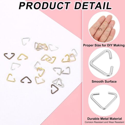 PATIKIL Triangle Open Jump Rings, 500 Pcs Open Jump Rings Bulk Triangle Open Rings Pinch for Jewelry Making Supplies DIY Craft Keychains Necklaces Earrings,Light Gold, 9.5x6mm in Saudi Arabia