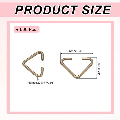PATIKIL Triangle Open Jump Rings, 500 Pcs Open Jump Rings Bulk Triangle Open Rings Pinch for Jewelry Making Supplies DIY Craft Keychains Necklaces Earrings,Light Gold, 9.5x6mm in Saudi Arabia