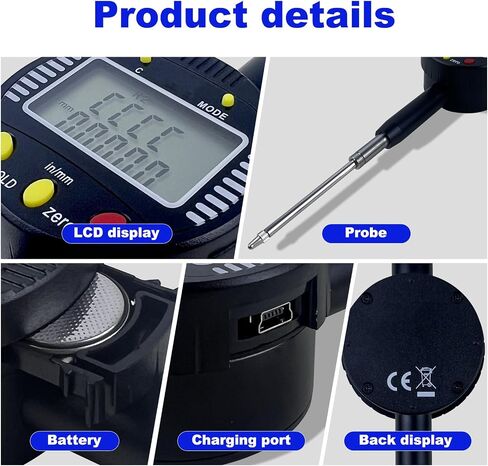 Digital Inner and Outer Radius Gauge with (10/20/30/60/100mm) Replaceable Measuring Claws,Radius Range: 5-700mm (0.2-27.5in), Measurement Range: displacements 0-12.7mm (0-0.5in) in Saudi Arabia