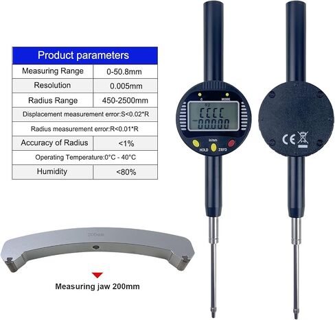 Digital Inner and Outer Radius Gauge with (10/20/30/60/100mm) Replaceable Measuring Claws,Radius Range: 5-700mm (0.2-27.5in), Measurement Range: displacements 0-12.7mm (0-0.5in) in Saudi Arabia
