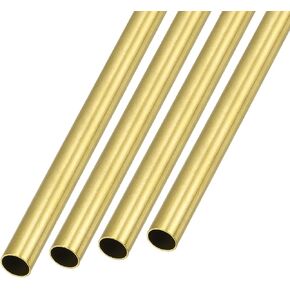 Brass Tube (8mm OD x 0.2mm Wall T x 300mm L) 4Pcs, Straight Tubing - for Home Furnishing, Machinery, DIY Handicraft in Kuwait